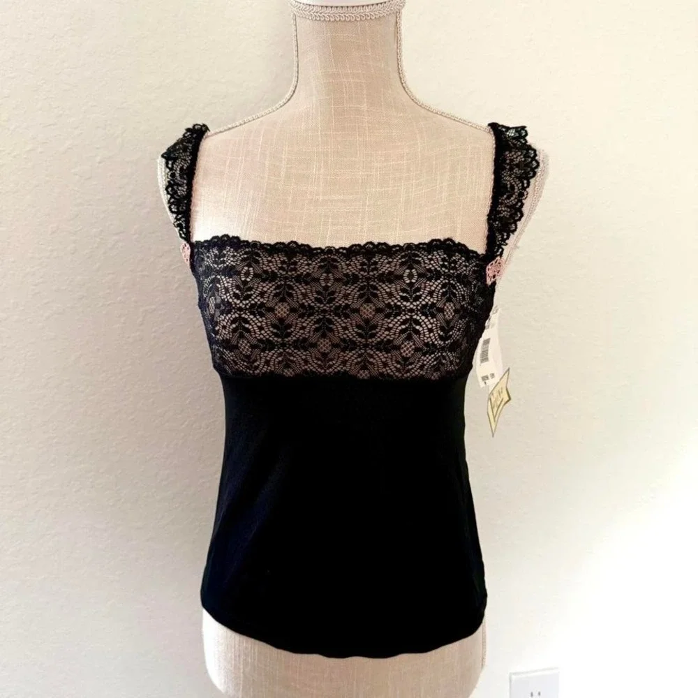 Gorgeous Y2K Felina Lingerie Black Lace Cami Top - Picture 4 of 8